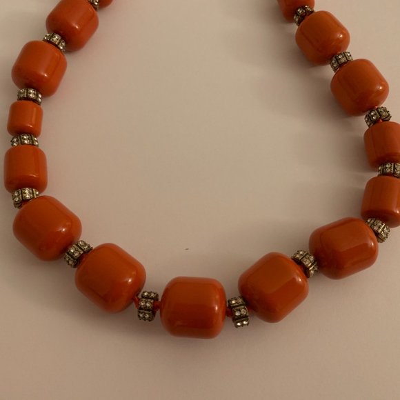 NWT J Crew orange and crystal bead necklace - Picture 4 of 5